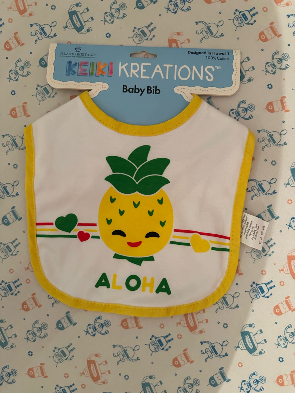 Aloha Pineapple Baby Bib - Yellow & Green